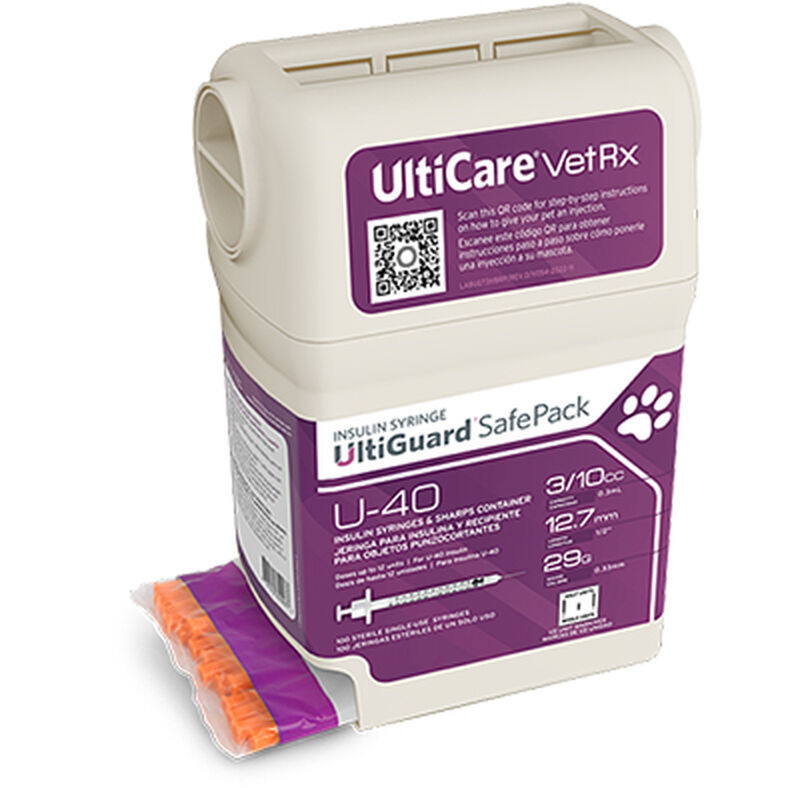 UltiCare VetRx UltiGuard Safe Pack U-40 Insulin Syringes 1/2 Unit Markings image number NaN