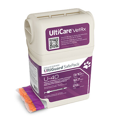 UltiCare VetRx UltiGuard Safe Pack U-40 Insulin Syringes Whole Unit Markings