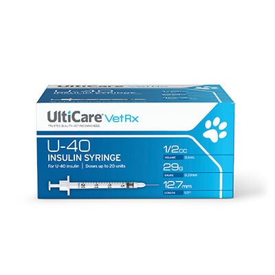 UltiCare VetRx U-40 Insulin Syringes Whole Unit Markings, 100-count Box